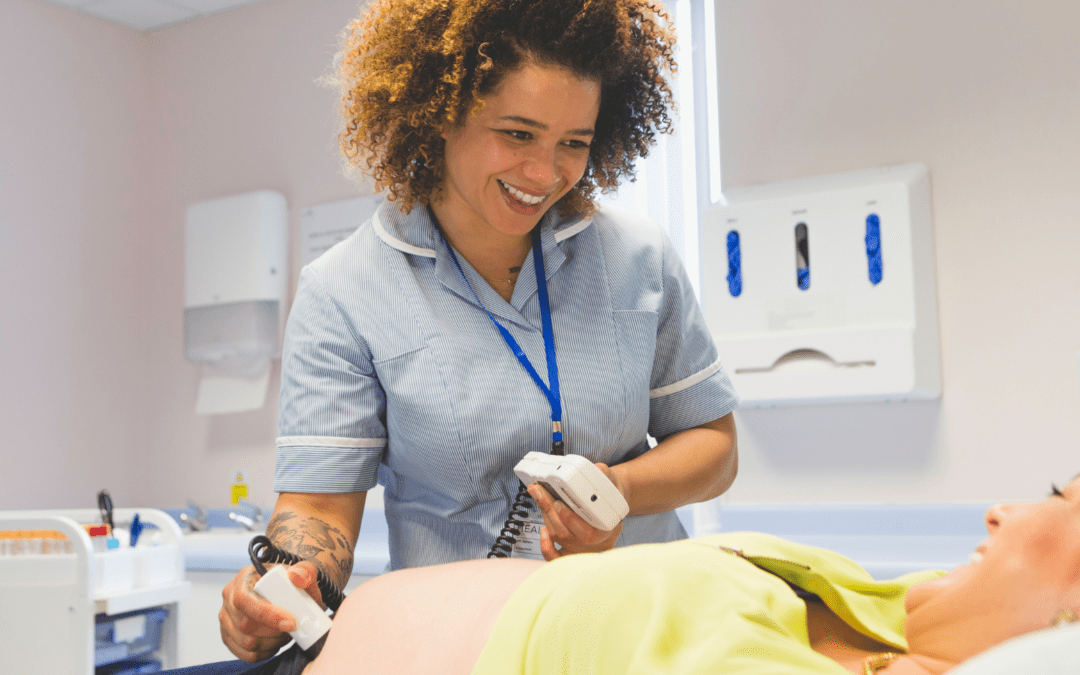 Woman receiving a free ultrasound